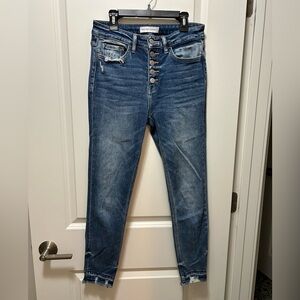 Flying Monkey High Rise Distressed Jeans in Blue